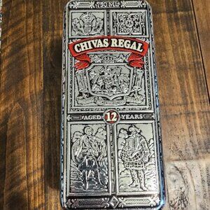 Chivas Regal Metal Tin Embossed Ornate Liquor Bottle Storage Holder - EMPTY